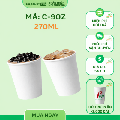 Ly giấy 9oz - 270ml (Ly giấy dùng nóng/lạnh)